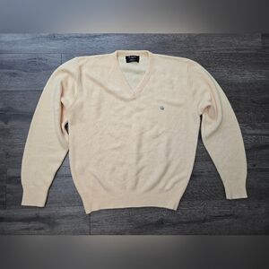 Christian Dior Vintage Knit Sweater Butter Yellow Soft Preppy Men's Size Large